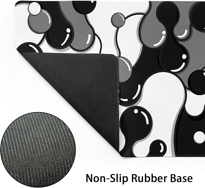 aportt Black White Grey Mouse Pad XXL Anime Cool Geometric Japanese Extended Desk Mat 90X40 CM Non-Slip Rubber Base Stitched Edge Large Mousepad for Gaming Laptop Computer Desktop 35.4×15.7 Inch