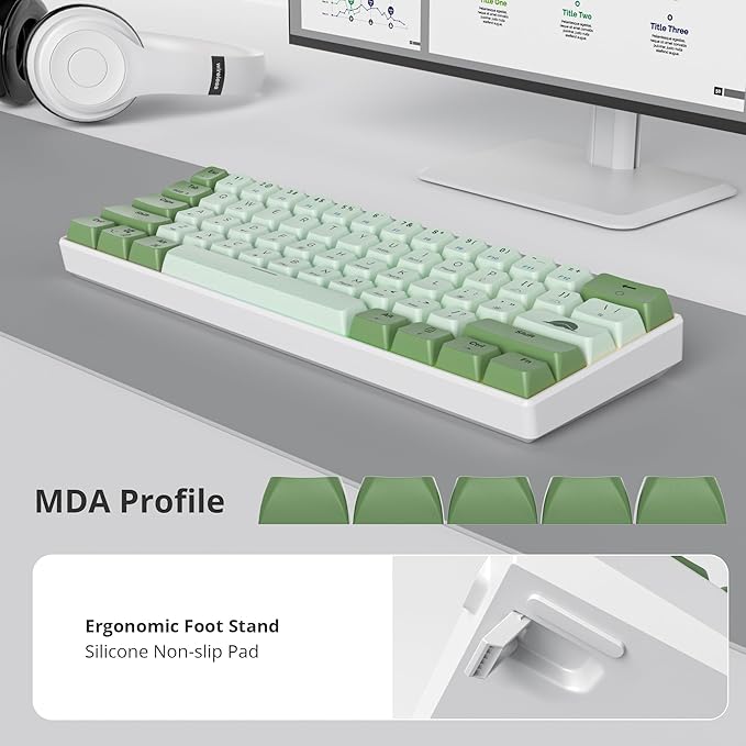 60% Mechanical Keyboard - Compact Gaming Keyboard with RGB Backlit 61 Green Switch Keys USB Wired for Windows Mac Laptop PC