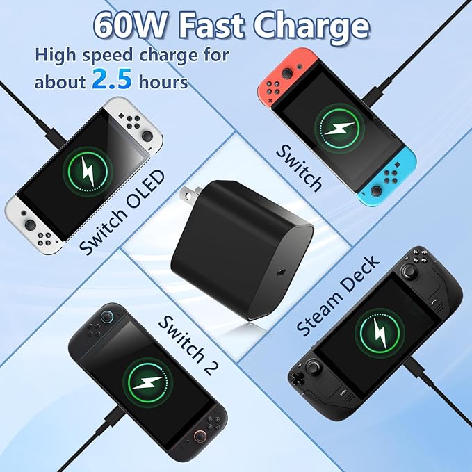Switch 2 Portable USB-C Dock (with Ethernet Port) Supporting 4K@120Hz/PD 100W/USB Ports Includes 20V/3A Power Adapter and HDMI Cable Compatible with Switch/Steam Deck/ROG Xbox Ally X/Legion Go 1/2