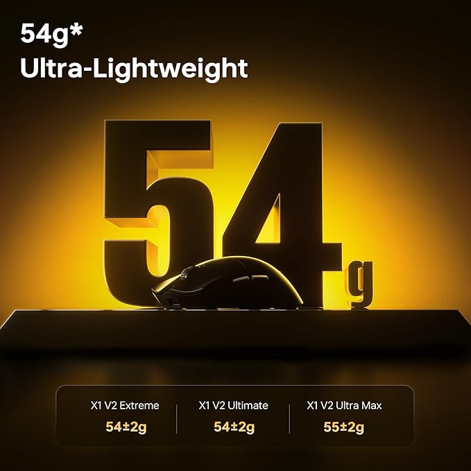 ATK Blazing Sky X1 V2 Wireless Gaming Mouse 54g Lightweight PAW3950Ultra Sensor Nordic 54L15 MCU Optical Switches New GEM 8K Dongle Dual-Mode 2.4G/Wired (Ultimate Metallic Silver)
