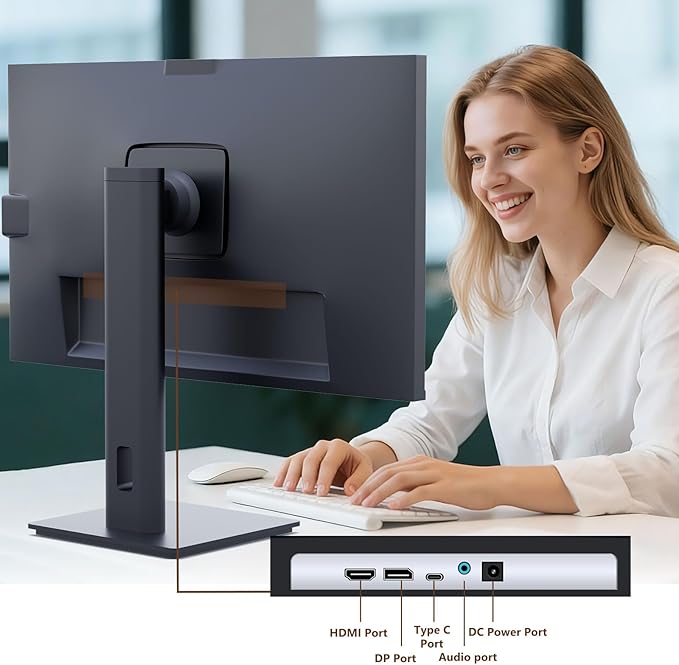 Touchscreen Monitor 24 Inch with Webcam Full HD 2560x1440P @100Hz 10-Point Multi Touch Screen PC Monitor HDMI VGA USB Port Built-in Speakers