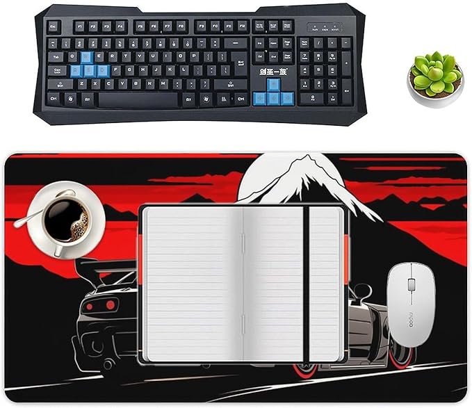 Large Mouse Pad Gaming Anime Rx7 JDM Black Mountain Cool Desk Mat Long Big Mousepad Extended Keyboard Computer Pad Office Desk Organizers and Accessories 40X75cm