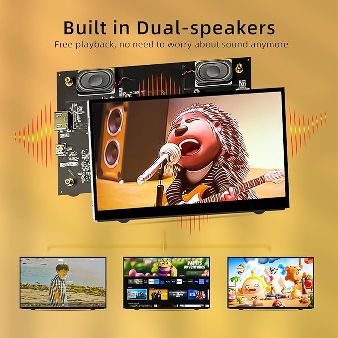 7'' Raspberry Pi Display800x480 HDMI Mini Small Monitor with Dual-SpeakerLCD Screen for Raspberry Pi 4/3/2/Zero/B/B+ Win11/10/8/7 (Non-Touch)