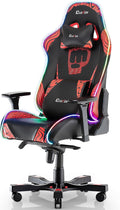 Clutch Chairz Throttle Series Pewdiepie Edition LED Gaming Chair - Premium Ergonomic Design Lumbar and Head Support Pillows - Black/Red