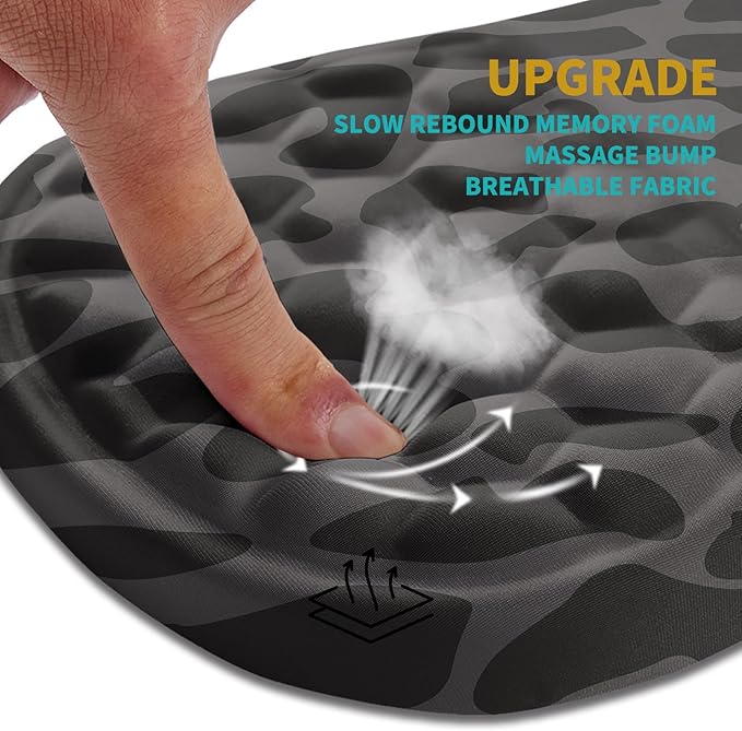 Hokafenle Ergonomic Mouse Pad Wrist Support Wrist Rest Mousepad for Carpal Tunnel Pain Relief with Integrated Memory Foam Slope Massage Bulge (11.8x7.9 inchBlack Leopard