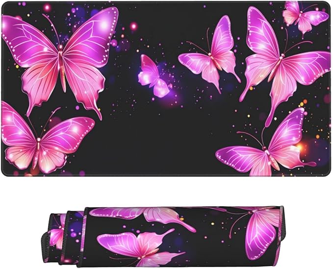 Purple Butterfly Desk Cover MatExtended Large Mouse PadComputer Laptop Mat Desk Decor for Office Game Home 30x16 Inch