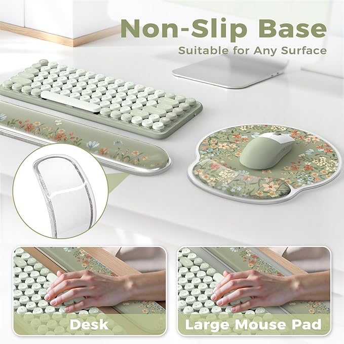 iCasso Gel Wrist Rest for Keyboard and MouseErgonomic Mouse Pad Wrist Support for Typing Pain ReliefSilicone Keyboard Cushion Hand ArmCute Computer Wrist Rest for Women Girl