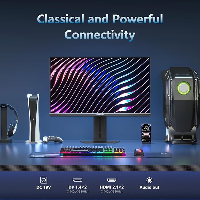 INNOCN 27 Gaming Monitor 2K QHD 2560 x 1440P 240Hz 320Hz 1ms IPS PC Computer Display HDMI 2.1 DP 1.4 HDR 400 Eyes Care Height/Pivot Adjustable VESA Mountable 27G2T