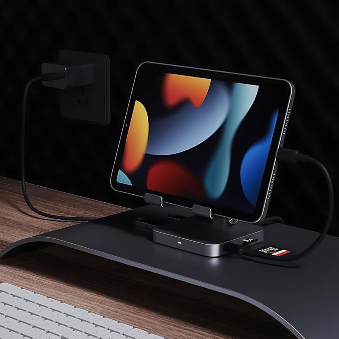 7-in-1 USB C Hub Charging Stand with 100W PD &amp 4K HDMI - Portable Docking Station for MacBook Pro iPad Pro Laptops 2 USB 3.0 SD/TF Card Reader Audio Jack