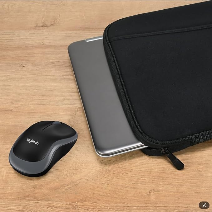 Logitech Wireless Mouse with 16 Laptop Sleeve Bundle Black