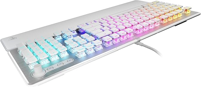 Turtle Beach Vulcan II – Full-Size PC Gaming Keyboard Titan II Mechanical Switches Customizable RGB Illuminated Keys Detachable Palm Rest Media Controls Aluminum Top Plate Numpad – White