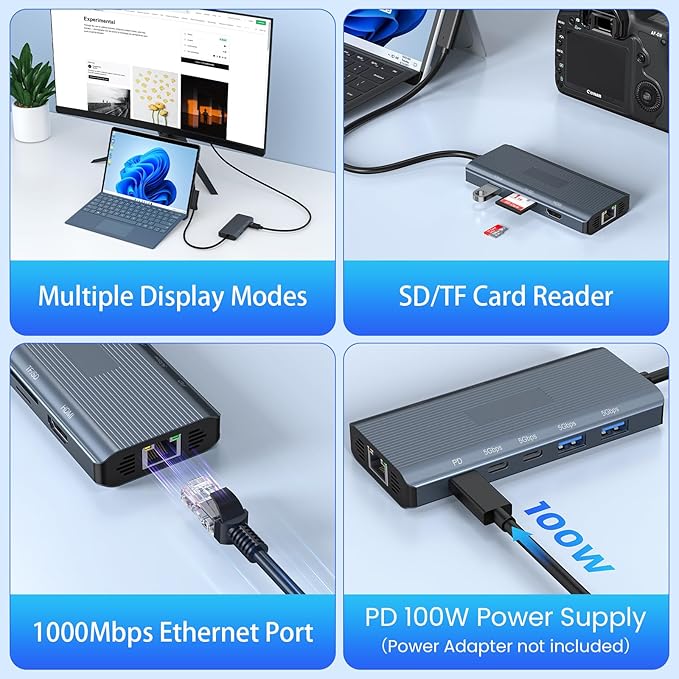 New MS Surface Dock 11-in-1 Surface Docking Station 4K@60HZ HDMI Surface Travel Hub for Surface Pro 11/10/9/8/X/7/6/5/4/3 Surface Laptop 6/5/4/3/2/1 Laptop Go 3/2/1 Surface Book