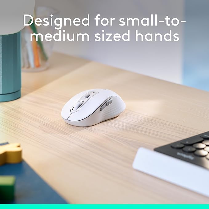 Logitech Signature M650 Wireless Mouse - for Small to Medium Sized Hands 2-Year Battery Silent Clicks Customizable Side Buttons Bluetooth for PC/Mac/Multi-Device/Chromebook - Off White