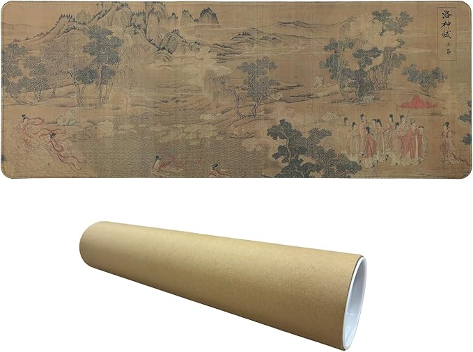 Chinese Style Famous Art Mouse Pad 31.5x12 Inches Non-Slip Rubber Base Waterproof Desk Mat for Office &amp Gaming (Extended XX-Large Ode to The Luo River Goddess (Chinese Myth Painting))