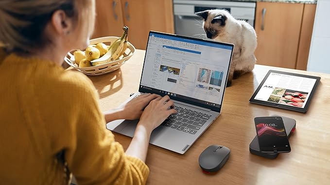 Lenovo Go Multi-Device Wireless Mouse 2.4GHz Nano USB-C Receiver Bluetooth Adjustable DPI USB-C Rechargeable Battery Qi Wireless Charging Ambidextrous GY51C21211 Grey