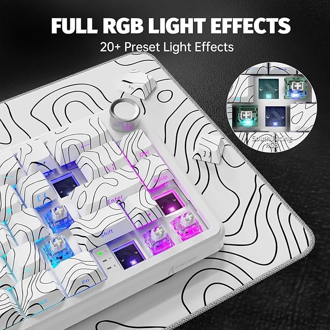 ATTACK SHARK X65PRO HE Rapid Trigger Wireless Gaming Keyboard 0.01mm RT Accuracy 8KHz Polling Rate Wired Keyboard with Magnetic Switch Tri-Mode Adjustable Actuation RGB Lighting for PC/Mac/Gamer