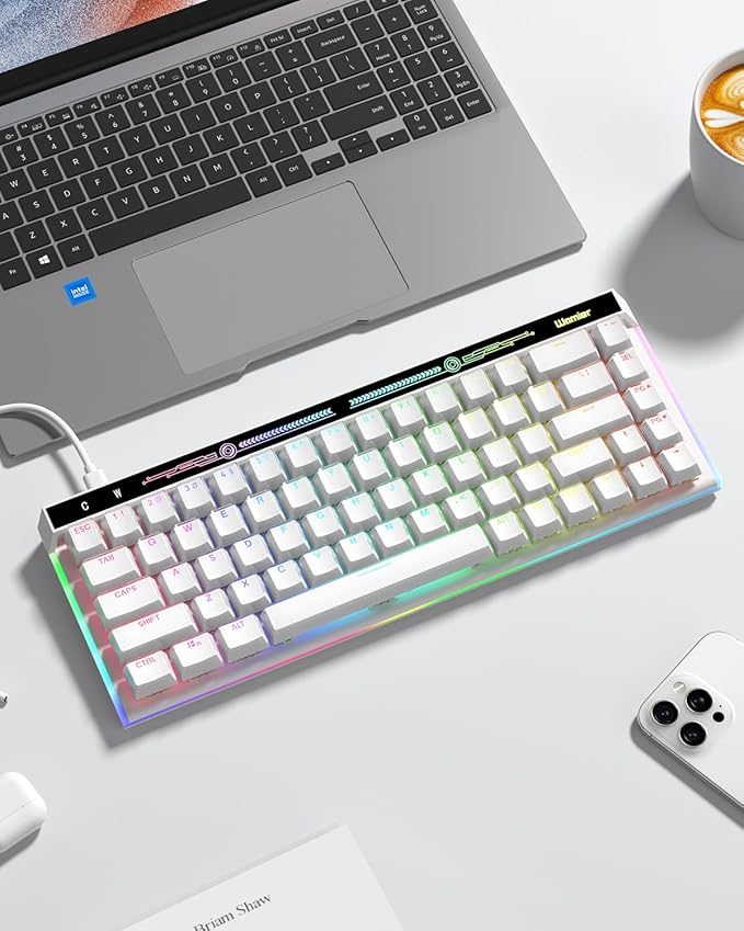 VK68 65% Gaming Keyboard Wired Backlit Mini Keyboard Ultra-Compact Anti-Ghosting No-Conflict 68 Keys Gaming Wired Keyboards for PC Laptop Windows Gamer White