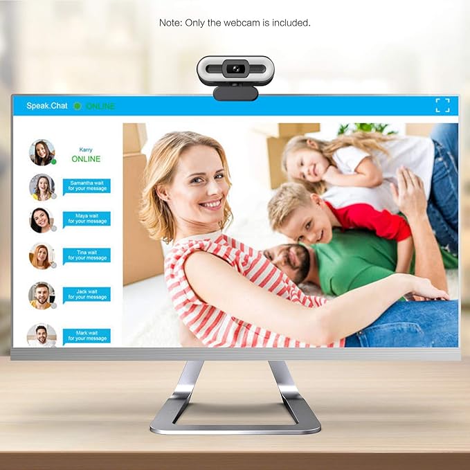 AYNEFY Webcam with Noise Suppression Microphone Live Streaming Webcam 4K 5MP HDR Image Quality Dimmable Lighting Plugandplay for Home Office Streaming