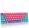 Fogruaden 60% Mechanical Keyboard 61 Keys Gaming Keyboard RGB Backlit Ultra-Compact 60 Percent Wired Keyboard for Win/Mac PC Gamer Easy to Carry on Trip (Pink Red Switch)