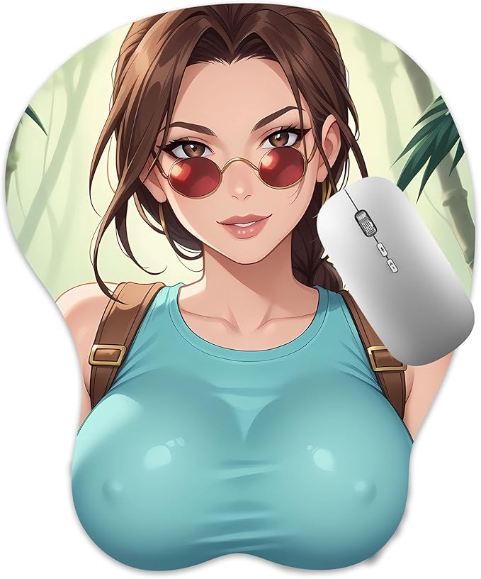 3D Mouse Pad Oppai Mousepad with Soft Gel Wrist Rest Anime Manga Gaming Boob pad Anti-Slip Mouse Mat Lar