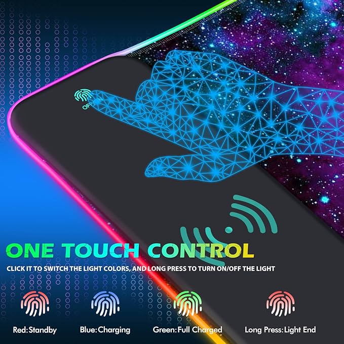 ToLuLu RGB Gaming Wireless Charging Mouse Pad 5/7.5/10/15W 10 Light Modes LED Mouse Pad Computer Keyboard Mat Mousepad 800x300x4MM Extended Large Desk Mat for Gaming MacBook Laptop PC Galaxy