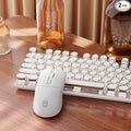 EWEADN Wired Typewriter Keyboard and Mouse Combo Typewriter Style Mechanical Gaming Keyboard104 Keys Backlit LED Keyboards Media Control Knob Wired Keyboard White Switch for Windows/Mac/PC-White