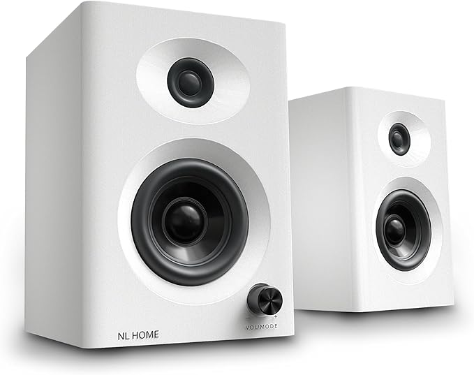 3-Inch Bluetooth 5.3 Computer Speakers for PC Max 60W RMS Rich Stereo Sound with Good Bass &amp Clear Highs Stable Aux/RCA Inputs for Gaming Home Office Studio White Pair