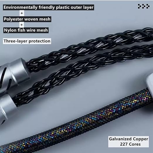 2-IN-1 USB C Dual 8K Mechanical Keyboard Magnetic Axis Cable  6mm Thick Braided RGB Flash Cable No Interruption Metal Plug for Mechanical Keyboards/Mice/Hubs USB-C to USB-A1.5Meter (Silvery)