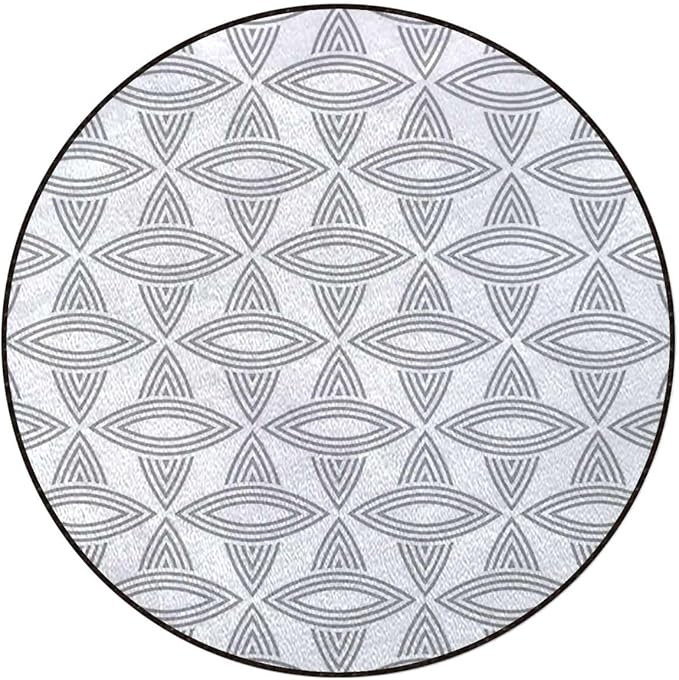 Dust and White Chair Mat Office Protector for Hardwood Floors Anti-Slip Floor Protection Mat Multi-Purpose Chair Carpet for Desk Floral Theme Design Abstract Style Diameter 35.4 in