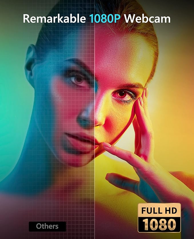 NBPOWER 1080P 60FPS Streaming Camera Webcam with Microphone and Fill RGB LightAutofocusWork with Laptop/Desktop Computer/Winsdows/Mac OS/PC Computer for Camera