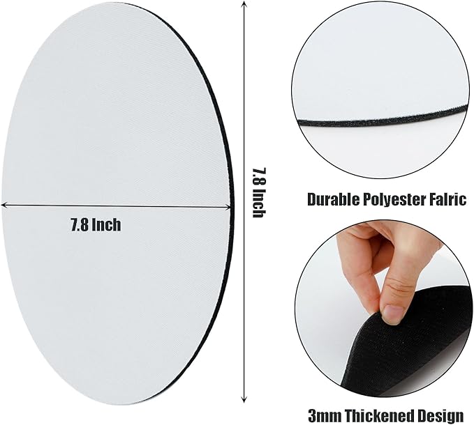 Nicunom 40 Pcs Sublimation Mouse Pad Blanks Round Mouse Pad Heat Press Printing Crafts Mousepads DIY Personalized Mouse Pads Anti-Slip Rubber Small Mouse Mat for Office Laptop Computer Gaming