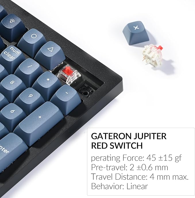 Keychron V6 Max Wireless Custom Mechanical Keyboard 2.4 GHz Bluetooth QMK Full-Size Layout RGB with Hot-swappable Gateron Red Switch Compatible with Mac Windows Linux
