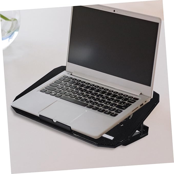 Height Laptop Cooling Pad with Dual USB Ports Foldable Desktop Stand for Notebooks Silent Heat Dissipation Rack for Office Home Gaming and Study Use