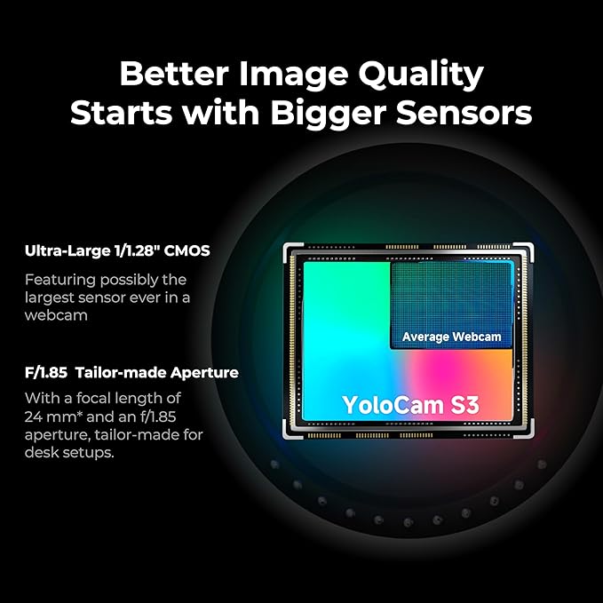 YOLOLIV YoloCam S3 4K Streaming Webcam DSLR-Like Control Cinematic Effects 4X Zoom HDR Uncompressed Video Optimized PD AutoFocus | USB-C for PC &amp Mac