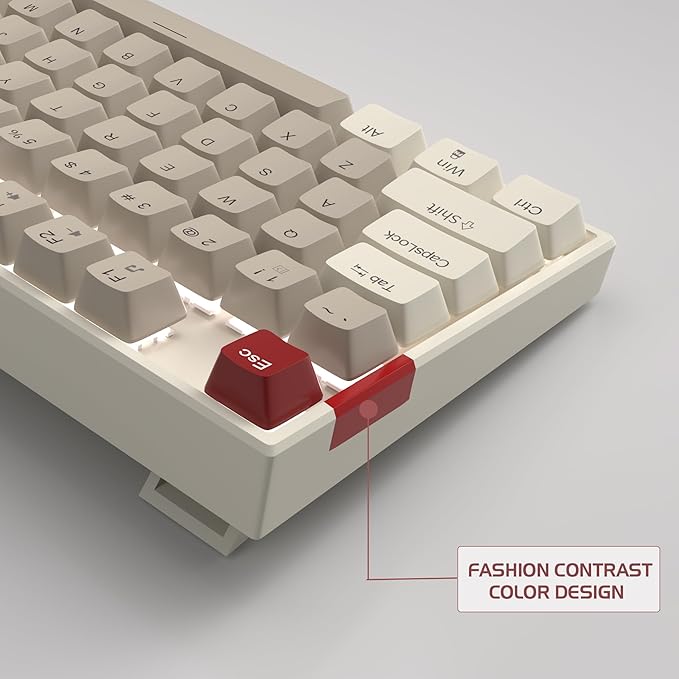 MageGee 75% Mechanical Gaming Keyboard Brown Switch LED White Backlit 87 Keys Compact TKL Wired Computer Keyboards for Windows Laptop PC Gamer - Retro Grey/White