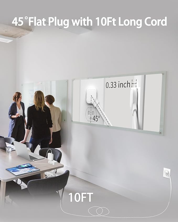 Dual Layer Desk Clamp Power Strip（White） Desktop Edge Mount Charging Station with 13 Outlets 4 USB Ports (2 USB C) Under Desk Surge Protector(1700 Joules) 10 Ft Extension Cord for Office