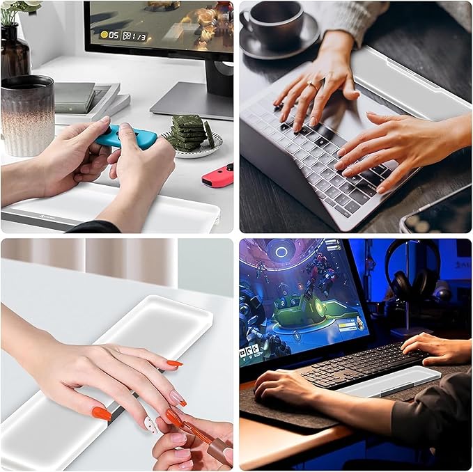Acrylic Keyboard Wrist Rest Pro- Compact 60% Keyboard- Mechanical Keyboards Ergonomic Palm Rest for Computer KeyboardAnti-Slip BaseWrist Pad for LaptopOffice &amp Home-Easy TypingSilver
