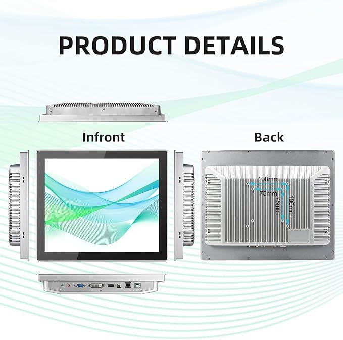 12.1 inch Aluminum Flat Embedded Industrial Touch Screen MonitorHDMI/VGA/DVI Interface Capacitive Touch Screen Monitor10 Points TouchIP 65 Waterproof 1024 x 768 @ 60Hz