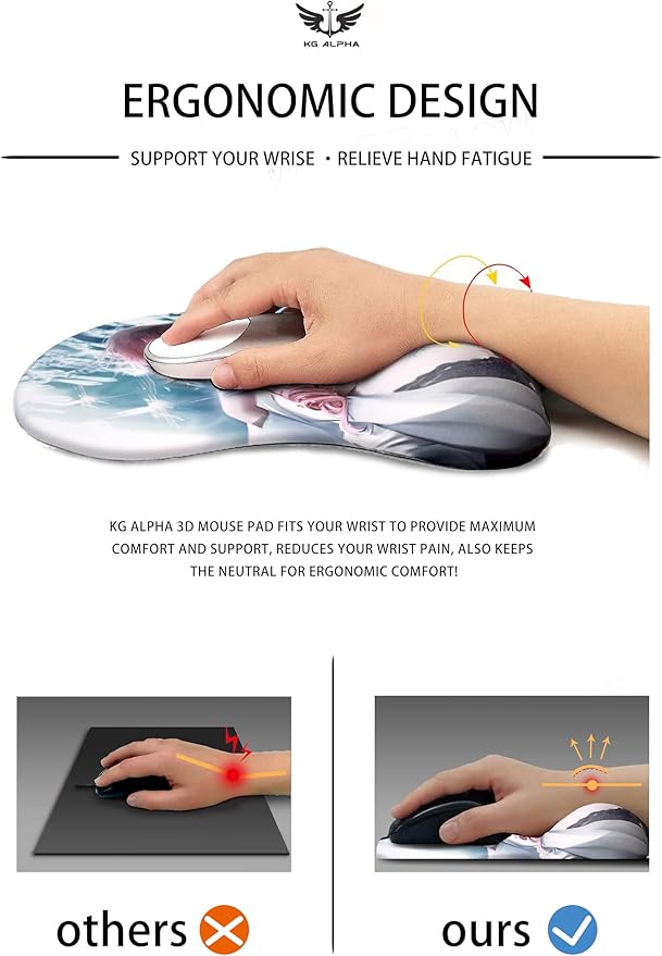 KG Alpha 3D Mouse Pad Anime Silicone Wrist Rest Support Gaming Mousepad… (Cranberry)
