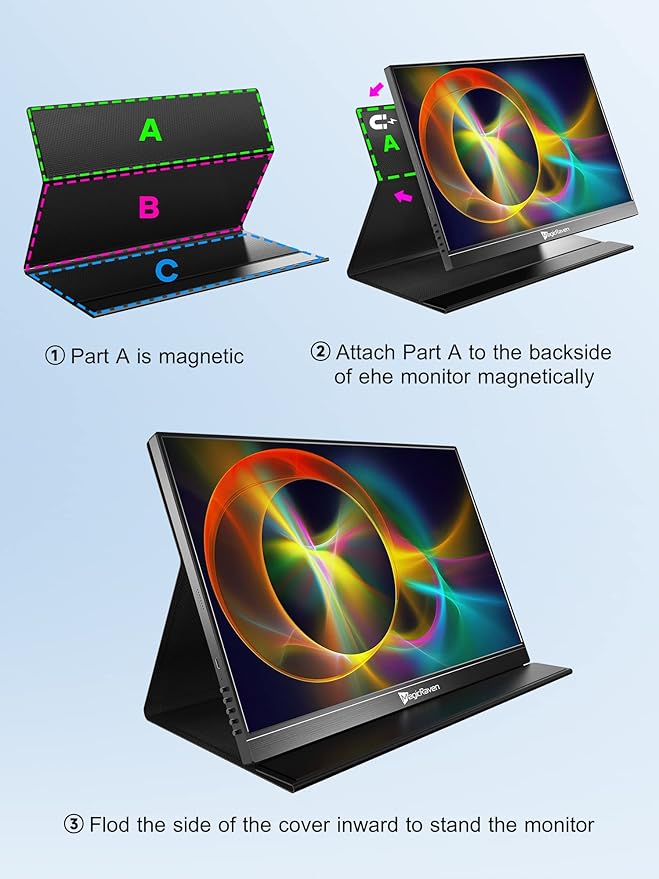 4K Portable Monitor 16 3840x2400 IPS Laptop Screen 1500:1 400 Nits Screen USB C HDMI Computer Gaming Display with Speakers &amp Smart Cover Travel Monitor for PC Phone PS5/4 Xbox Switch