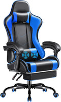 Furmax Gaming Chair Video Game Chair with Footrest and Massage Lumbar Support Swivel Seat Height Adjustable Computer Chair with Headrest Racing E-Sport Gamer Chair (Blue)