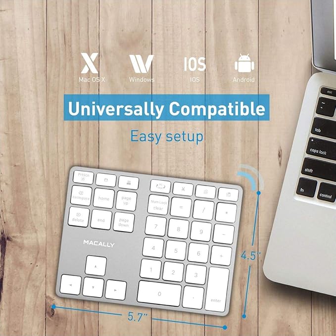 Macally Wireless Number Pad for Mac &amp PC and a Wireless Bluetooth Mouse Work with Numbers More Efficiently