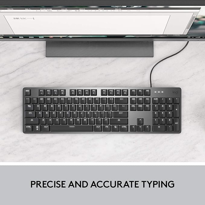 Logitech K845 Mechanical Illuminated KeyboardMechanical Switches Strong Adjustable Tilt Legs Full Size Aluminum Top Case 104 Keys USB Corded Windows (TTC Blue Switches)