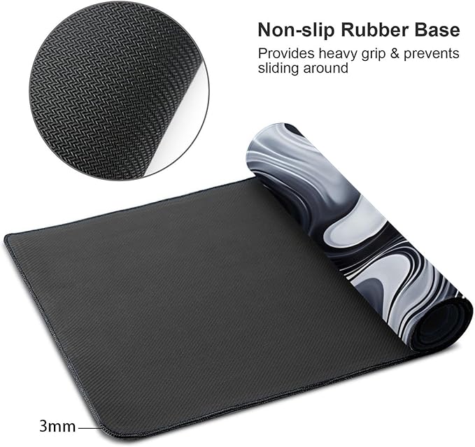 Black White Desk Cover MatExtended Large Mouse PadComputer Laptop Mat Desk Decor for Office Game Home 30x16 Inch