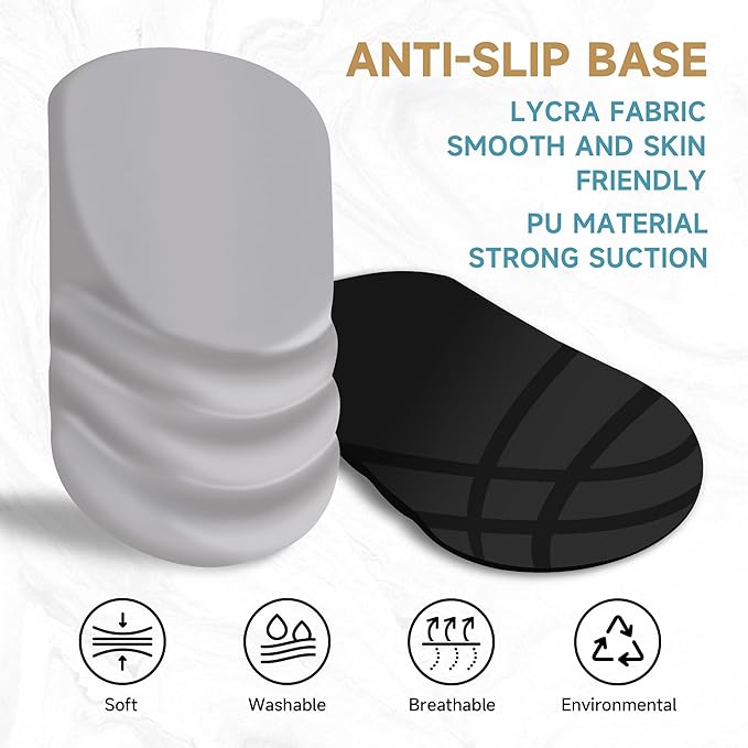 Ergonomic Mouse Pad with Wrist Rest SupportNon-Slip PU BaseMassage for Carpal Tunnel Pain ReliefMemory Foam Mousepad for HomeOfficeWork（Gray）