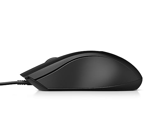 HP Wired Mouse 100 with 1600 DPI Optical Sensor USB Plug-and -Playambidextrous Design Built-in Scrolling and 3 Handy Buttons. 3-Years Warranty (6VY96AA)