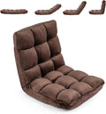 COSTWAY Floor Chair Video Gaming Chairs with Back Support Adjustable 14-Position Alloy Steel Frame Lazy Sofa Lounge Recliner for Adults Kids (Chocolate)