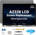 Screen Replacement for MacBook Pro 13.3 A2338 M1 M2 Retina EMC 3578 EMC 8162 MYD83 MYD92 MYDA2 MYDC2 MNEQ3 MNEP3 2560x1600 Full LCD Retina Display Assembly with Fix Kit（Grey）