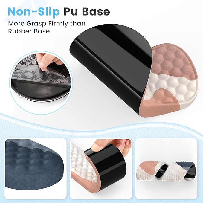 HAOCOO Ergonomic Mouse Pad with Wrist Rest and Keyboard Wrist Rest Set 3 PCS Computer Carpal Tunnel Mouse Pads for Desk with Coaster Memory Foam Mousepad Support for Office Women Boho Navy Pink