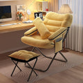 Lazy Chair IndoorLounge Chair Living RoomFolding Armcharir with Footrests and PillowUpholstered Recliner SleeperReading Gaming Chair (Color : Light Yellow)